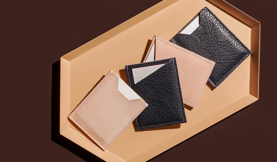 House your printed matter in premium leather goods by LA-based designer Agnes Baddoo, featuring her signature materials and fabrication styles.