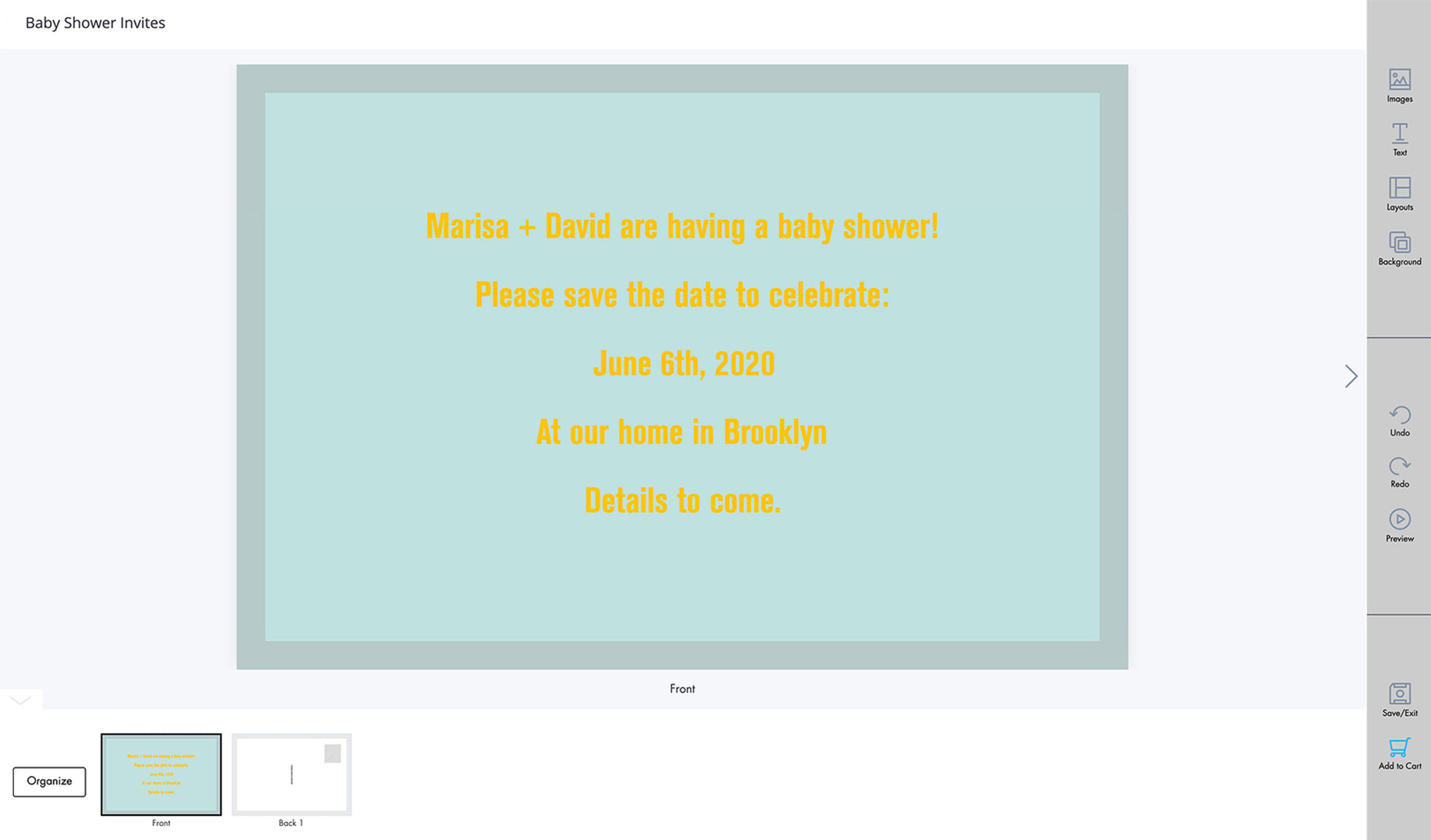 Create your own custom invitations directly in our Design Online tool. Simple drag and drop, image upload and character editing means anyone can create sophisticated invites. No need to download any software. Check out our <a href="/pages/design-online">helpful tutorials</a>.