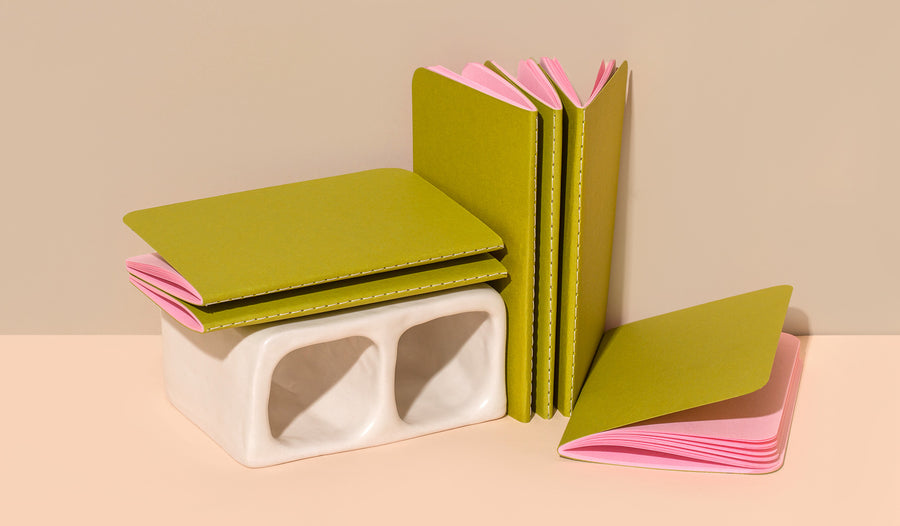Our most portable notebook in a range of premium colored papers, featuring our signature saddle sewn binding style.