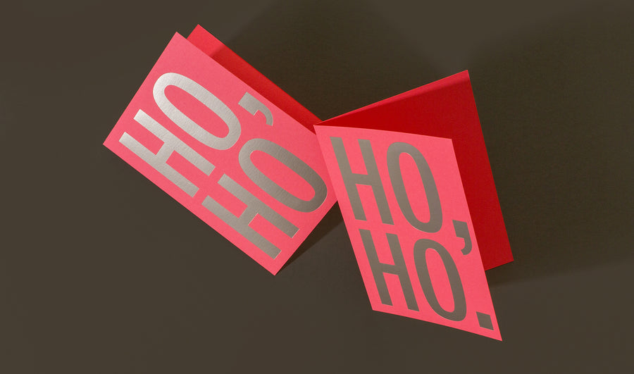 Keep it simple with our take on Santa’s signature. Featuring matte silver foil on coral Mohawk paper.