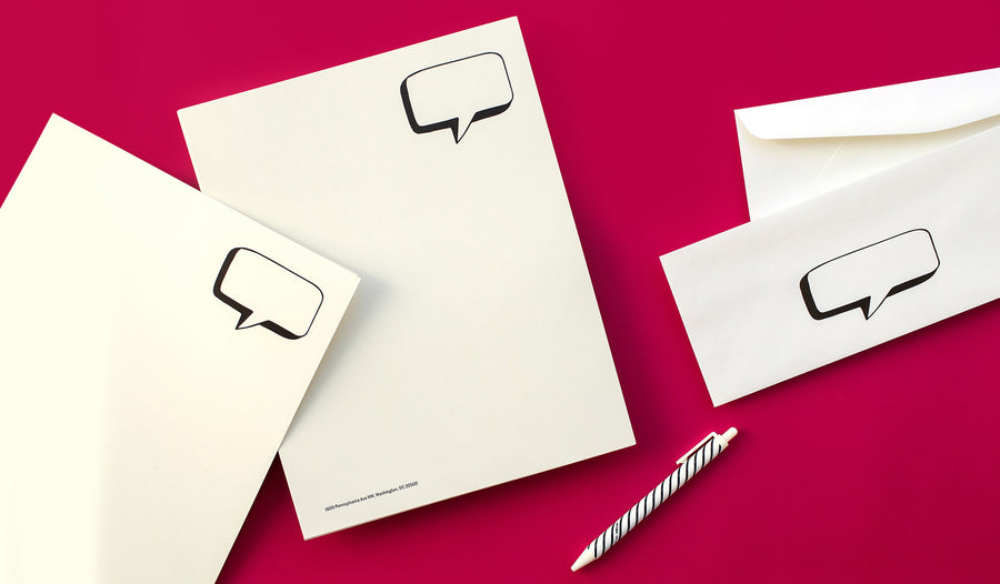 An astute series of letterhead and envelope sets printed on premium eggshell paper, created by Art Director Ania Diakoff. Official Correspondence will add to any voice the echo of its constituency.