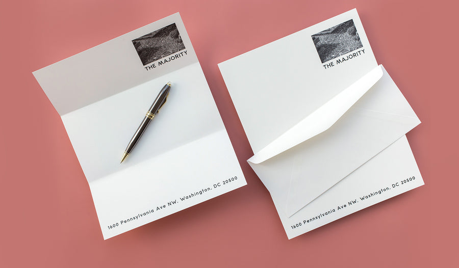 An astute series of letterhead and envelope sets printed on premium eggshell paper, created by Art Director Ania Diakoff. Official Correspondence will add to any voice the echo of its constituency.