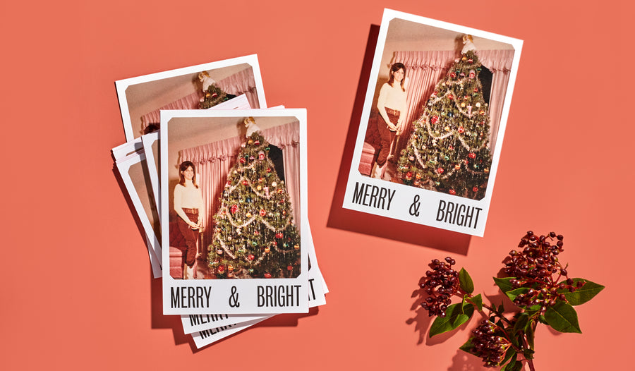 Be merry and bright with a custom photo card. Use our easy Design Online editor to drag and drop your own imagery into the design. 